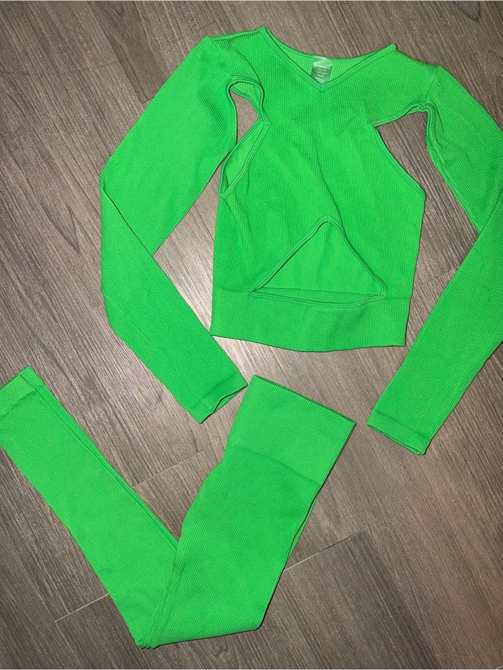 DYNAMIC OS Ribbed Cutout Long Sleeve Leggings Workout Set